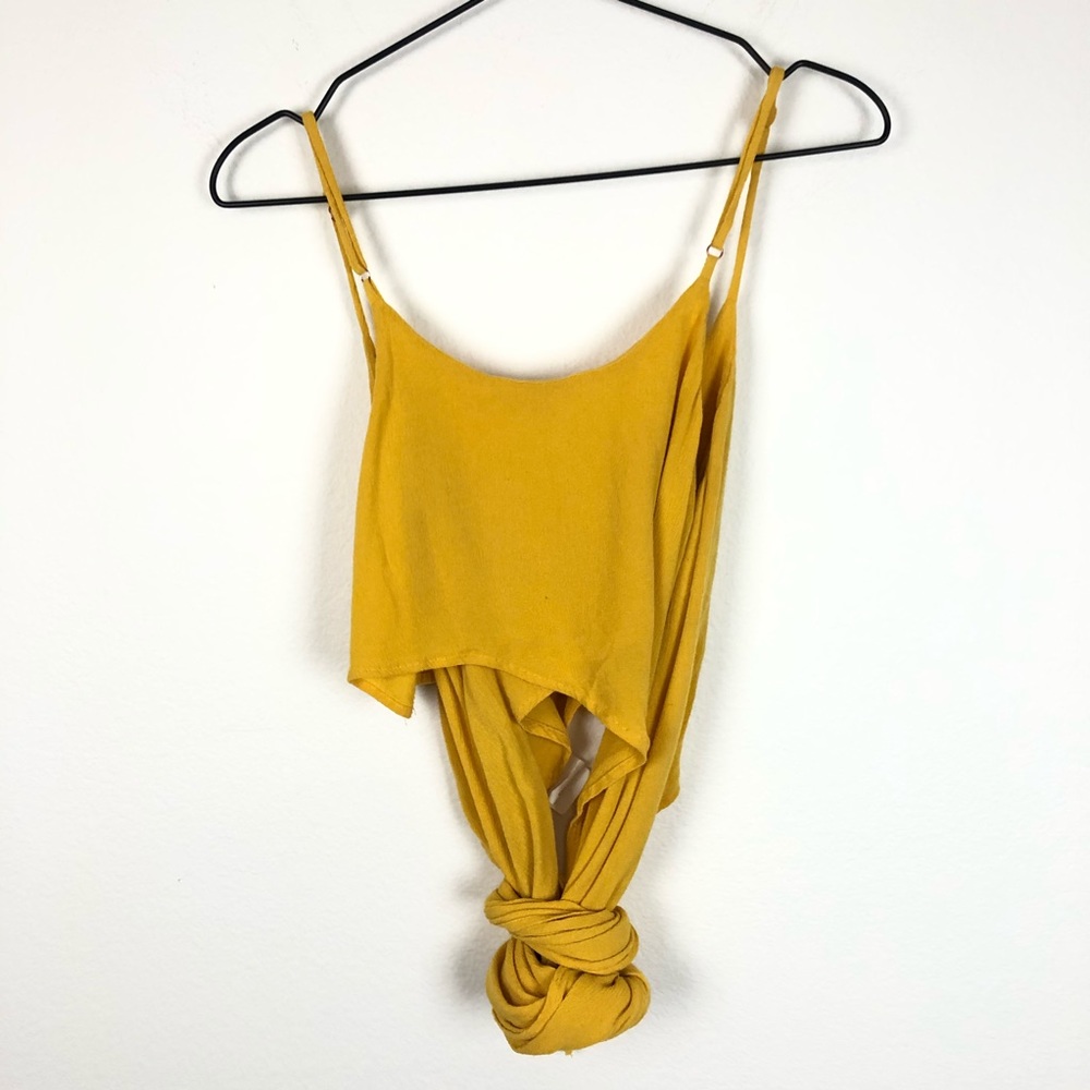 Revolve Somedays Lovin Wrap Around Tie Crop Tank Top Size Small Golden Yellow - Picture 7 of 8